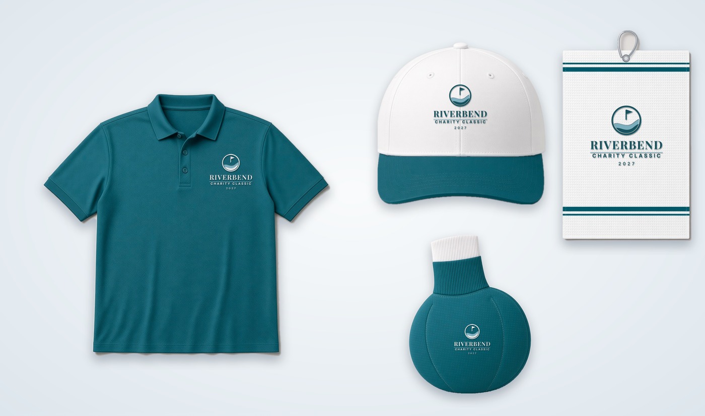 Clubhouse kit with the sample Riverbend Charity Classic logo